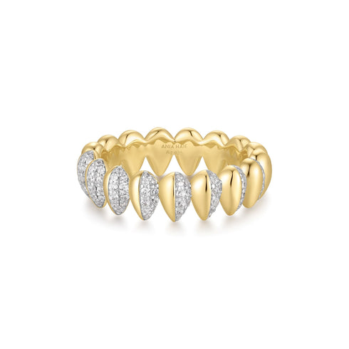 Two-Tone Sparkling Puffy Spike Ring